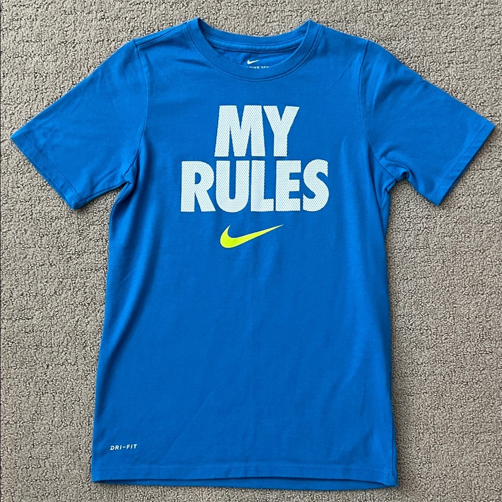 Nike Kids Blue Tee with 'My Rules' Graphic